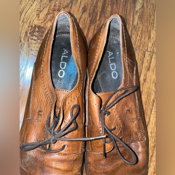 Mens Aldo Dress Shoes Brown Lace Up 44 Romania Leather - Picture 6 of 7